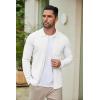COOFANDY Men’s Casual Knit Polo Shirts Long Sleeve Button Down Sweater Polo Ribbed Cardigan Sweater with Pocket(All White)