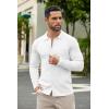 COOFANDY Men’s Casual Knit Polo Shirts Long Sleeve Button Down Sweater Polo Ribbed Cardigan Sweater with Pocket(All White)