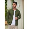 COOFANDY Men’s Casual Knit Polo Shirts Long Sleeve Button Down Sweater Polo Ribbed Cardigan Sweater with Pocket(Army Green)