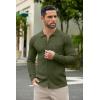 COOFANDY Men’s Casual Knit Polo Shirts Long Sleeve Button Down Sweater Polo Ribbed Cardigan Sweater with Pocket(Army Green)