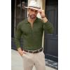 COOFANDY Men’s Casual Knit Polo Shirts Long Sleeve Button Down Sweater Polo Ribbed Cardigan Sweater with Pocket(Army Green)