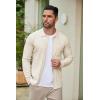 COOFANDY Men’s Casual Knit Polo Shirts Long Sleeve Button Down Sweater Polo Ribbed Cardigan Sweater with Pocket(Beige)