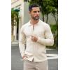 COOFANDY Men’s Casual Knit Polo Shirts Long Sleeve Button Down Sweater Polo Ribbed Cardigan Sweater with Pocket(Beige)
