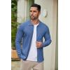 COOFANDY Men’s Casual Knit Polo Shirts Long Sleeve Button Down Sweater Polo Ribbed Cardigan Sweater with Pocket(Blue)