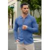 COOFANDY Men’s Casual Knit Polo Shirts Long Sleeve Button Down Sweater Polo Ribbed Cardigan Sweater with Pocket(Blue)