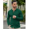 COOFANDY Men’s Casual Knit Polo Shirts Long Sleeve Button Down Sweater Polo Ribbed Cardigan Sweater with Pocket(Dark Green)
