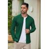 COOFANDY Men’s Casual Knit Polo Shirts Long Sleeve Button Down Sweater Polo Ribbed Cardigan Sweater with Pocket(Dark Green)