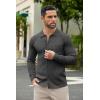 COOFANDY Men’s Casual Knit Polo Shirts Long Sleeve Button Down Sweater Polo Ribbed Cardigan Sweater with Pocket(Dark Grey)