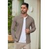 COOFANDY Men’s Casual Knit Polo Shirts Long Sleeve Button Down Sweater Polo Ribbed Cardigan Sweater with Pocket(Khaki)