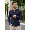 COOFANDY Men’s Casual Knit Polo Shirts Long Sleeve Button Down Sweater Polo Ribbed Cardigan Sweater with Pocket(Navy Blue)