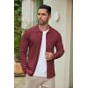 COOFANDY Men’s Casual Knit Polo Shirts Long Sleeve Button Down Sweater Polo Ribbed Cardigan Sweater with Pocket(Wine Red)