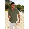 COOFANDY Mens Casual Linen Shirt Short Sleeve Button Down Shirt Summer Beach Shirts with Pocket(Army Green)