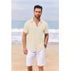 COOFANDY Mens Casual Linen Shirt Short Sleeve Button Down Shirt Summer Beach Shirts with Pocket(Beige)