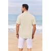 COOFANDY Mens Casual Linen Shirt Short Sleeve Button Down Shirt Summer Beach Shirts with Pocket(Beige)