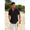 COOFANDY Mens Casual Linen Shirt Short Sleeve Button Down Shirt Summer Beach Shirts with Pocket(Black)
