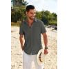 COOFANDY Mens Casual Linen Shirt Short Sleeve Button Down Shirt Summer Beach Shirts with Pocket(Dark Grey)
