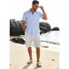 COOFANDY Mens Casual Linen Shirt Short Sleeve Button Down Shirt Summer Beach Shirts with Pocket(Light Blue)