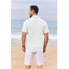 COOFANDY Mens Casual Linen Shirt Short Sleeve Button Down Shirt Summer Beach Shirts with Pocket(White)