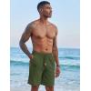 COOFANDY Mens Casual Linen Shorts Elastic Waist Drawstring Loose Fit Summer Beach Vacation Shorts with Pockets(Army Green)