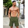 COOFANDY Mens Casual Linen Shorts Elastic Waist Drawstring Loose Fit Summer Beach Vacation Shorts with Pockets(Army Green)