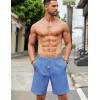 COOFANDY Mens Casual Linen Shorts Elastic Waist Drawstring Loose Fit Summer Beach Vacation Shorts with Pockets(Blue)