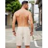 COOFANDY Mens Casual Linen Shorts Elastic Waist Drawstring Loose Fit Summer Beach Vacation Shorts with Pockets(Khaki)