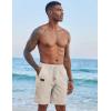 COOFANDY Mens Casual Linen Shorts Elastic Waist Drawstring Loose Fit Summer Beach Vacation Shorts with Pockets(Khaki)