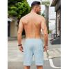 COOFANDY Mens Casual Linen Shorts Elastic Waist Drawstring Loose Fit Summer Beach Vacation Shorts with Pockets(Light Blue)