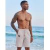 COOFANDY Mens Casual Linen Shorts Elastic Waist Drawstring Loose Fit Summer Beach Vacation Shorts with Pockets(Light Grey)