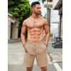 COOFANDY Mens Casual Linen Shorts Elastic Waist Drawstring Loose Fit Summer Beach Vacation Shorts with Pockets(Z Khaki/Dark Khaki)