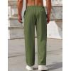 COOFANDY Mens Casual Pants Drawstring Elastic Waist Pants Linen Summer Beach Pants(Army Green)