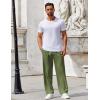 COOFANDY Mens Casual Pants Drawstring Elastic Waist Pants Linen Summer Beach Pants(Army Green)