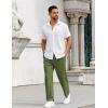 COOFANDY Mens Casual Pants Drawstring Elastic Waist Pants Linen Summer Beach Pants(Army Green)
