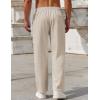 COOFANDY Mens Casual Pants Drawstring Elastic Waist Pants Linen Summer Beach Pants(Beige)
