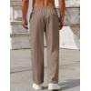 COOFANDY Mens Casual Pants Drawstring Elastic Waist Pants Linen Summer Beach Pants(Brown)
