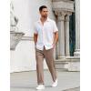 COOFANDY Mens Casual Pants Drawstring Elastic Waist Pants Linen Summer Beach Pants(Brown)