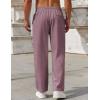 COOFANDY Mens Casual Pants Drawstring Elastic Waist Pants Linen Summer Beach Pants(Dark Red)