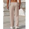 COOFANDY Mens Casual Pants Drawstring Elastic Waist Pants Linen Summer Beach Pants(Khaki)