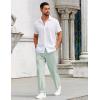 COOFANDY Mens Casual Pants Drawstring Elastic Waist Pants Linen Summer Beach Pants(Light Green)