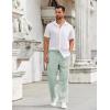 COOFANDY Mens Casual Pants Drawstring Elastic Waist Pants Linen Summer Beach Pants(Light Green)