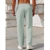 COOFANDY Mens Casual Pants Drawstring Elastic Waist Pants Linen Summer Beach Pants(Light Green)