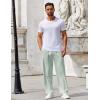 COOFANDY Mens Casual Pants Drawstring Elastic Waist Pants Linen Summer Beach Pants(Light Green)