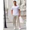 COOFANDY Mens Casual Pants Drawstring Elastic Waist Pants Linen Summer Beach Pants(Light Grey)