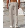 COOFANDY Mens Casual Pants Drawstring Elastic Waist Pants Linen Summer Beach Pants(Light Grey)