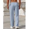 COOFANDY Mens Casual Pants Drawstring Elastic Waist Pants Linen Summer Beach Pants(Navy Blue)