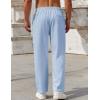 COOFANDY Mens Casual Pants Drawstring Elastic Waist Pants Linen Summer Beach Pants(Sky Blue)