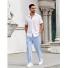 COOFANDY Mens Casual Pants Drawstring Elastic Waist Pants Linen Summer Beach Pants(Sky Blue)