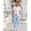 COOFANDY Mens Casual Pants Drawstring Elastic Waist Pants Linen Summer Beach Pants(Sky Blue)