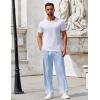 COOFANDY Mens Casual Pants Drawstring Elastic Waist Pants Linen Summer Beach Pants(Sky Blue)