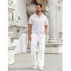 COOFANDY Mens Casual Pants Drawstring Elastic Waist Pants Linen Summer Beach Pants(White)
